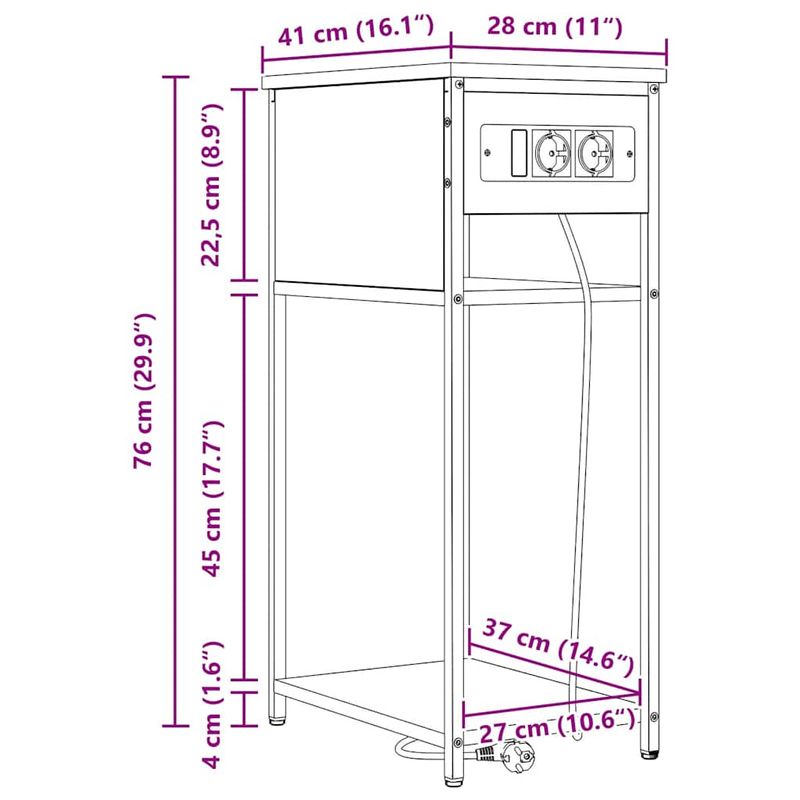 Casa si Gradina - Mobilier - Comode si corpuri - Noptiere - Dulap de noapte Stejar fumuriu 41 x 28 x 76 cm Lemn compozit - Infinity.ro