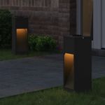 Casa si Gradina - Corpuri si surse de iluminat - Iluminat exterior - Felinare - Lampa de parcurs LED solar 2 pcs Negru Otel laminat la rece - Infinity.ro