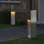 Casa si Gradina - Corpuri si surse de iluminat - Iluminat exterior - Felinare - Lampa de parcurs LED solar 2 pcs Otel inoxidabil - Infinity.ro