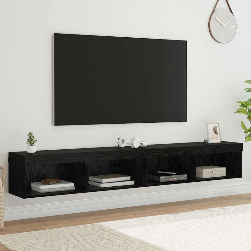 Casa si Gradina - Mobilier - Comode si corpuri - Comode - Dulapuri pentru TV Panama 2 pcs Stejar Negru 100 x 30 x 30 cm - Infinity.ro