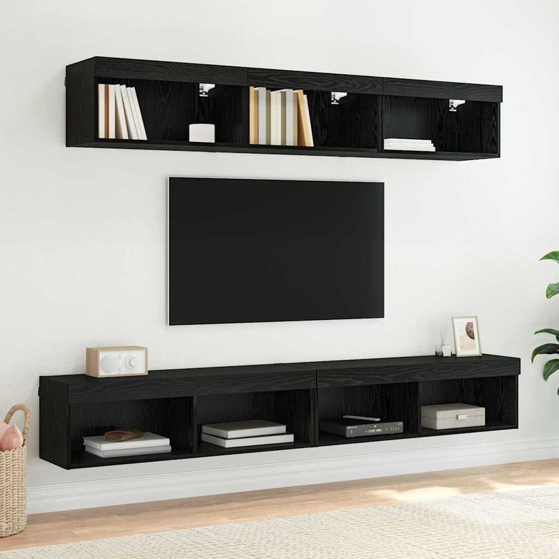 Casa si Gradina - Mobilier - Comode si corpuri - Comode - Dulapuri pentru TV Panama 2 pcs Stejar Negru 100 x 30 x 30 cm - Infinity.ro