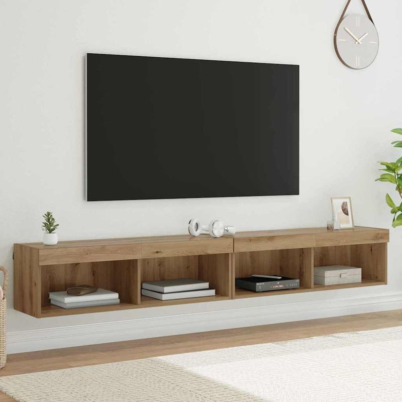 Casa si Gradina - Mobilier - Comode si corpuri - Comode - Dulapuri pentru TV Pe perete Panama 2 pcs Stejar Artizanal - Infinity.ro