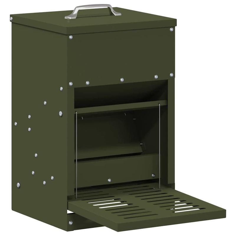 Petshop - Accesorii petshop - Castroane si adapatori - Hranitor cu pedale pentru pui Verde masliniu 25 x 42 x 40 cm - Infinity.ro