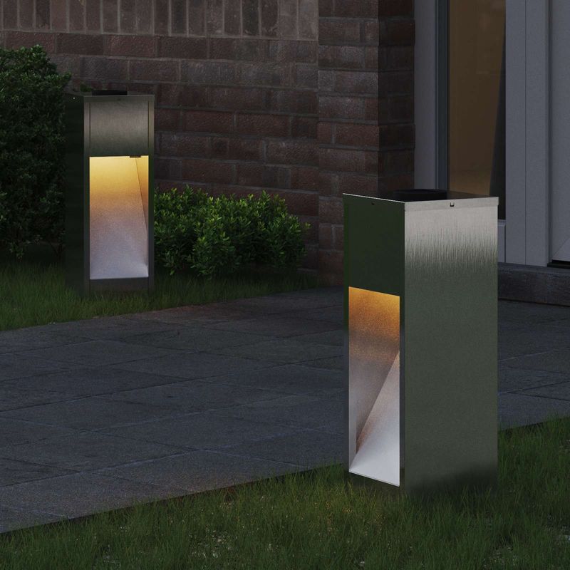 Casa si Gradina - Corpuri si surse de iluminat - Iluminat exterior - Felinare - Lampa de parcurs LED solar 2 pcs Otel inoxidabil - Infinity.ro