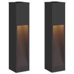 Casa si Gradina - Corpuri si surse de iluminat - Iluminat exterior - Felinare - Lampa de parcurs LED solar 2 pcs Negru Otel laminat la rece - Infinity.ro