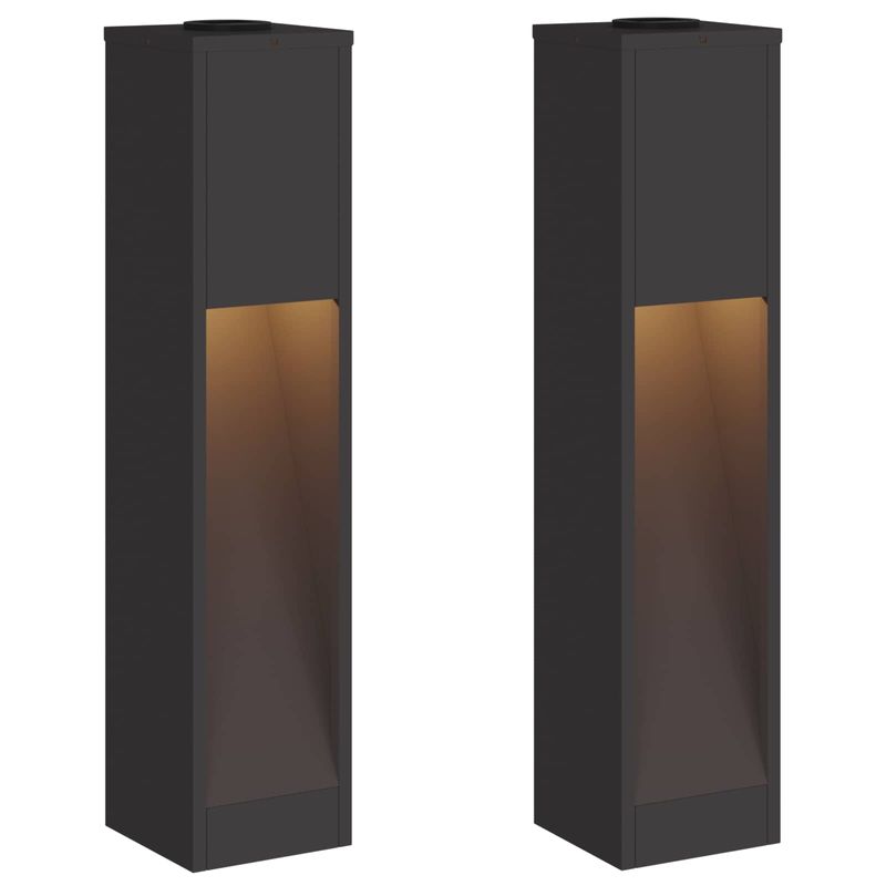 Casa si Gradina - Corpuri si surse de iluminat - Iluminat exterior - Felinare - Lampa de parcurs LED solar 2 pcs Negru Otel laminat la rece - Infinity.ro
