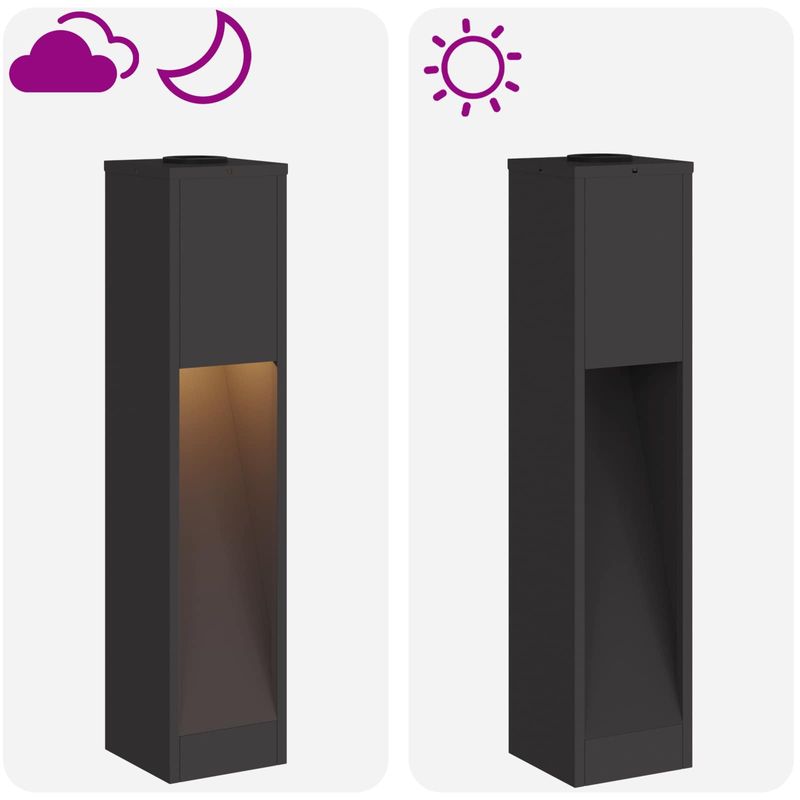 Casa si Gradina - Corpuri si surse de iluminat - Iluminat exterior - Felinare - Lampa de parcurs LED solar 2 pcs Negru Otel laminat la rece - Infinity.ro