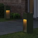 Casa si Gradina - Corpuri si surse de iluminat - Iluminat exterior - Felinare - Lampa de parcurs LED solar 2 pcs Verde masliniu - Infinity.ro