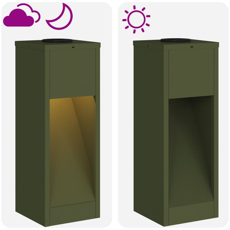 Casa si Gradina - Corpuri si surse de iluminat - Iluminat exterior - Felinare - Lampa de parcurs LED solar 2 pcs Verde masliniu - Infinity.ro