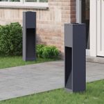 Casa si Gradina - Corpuri si surse de iluminat - Iluminat exterior - Felinare - Lampa de parcurs LED solar 2 pcs Antracit Otel laminat la rece - Infinity.ro