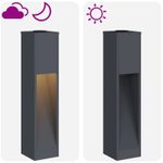 Casa si Gradina - Corpuri si surse de iluminat - Iluminat exterior - Felinare - Lampa de parcurs LED solar 2 pcs Antracit Otel laminat la rece - Infinity.ro