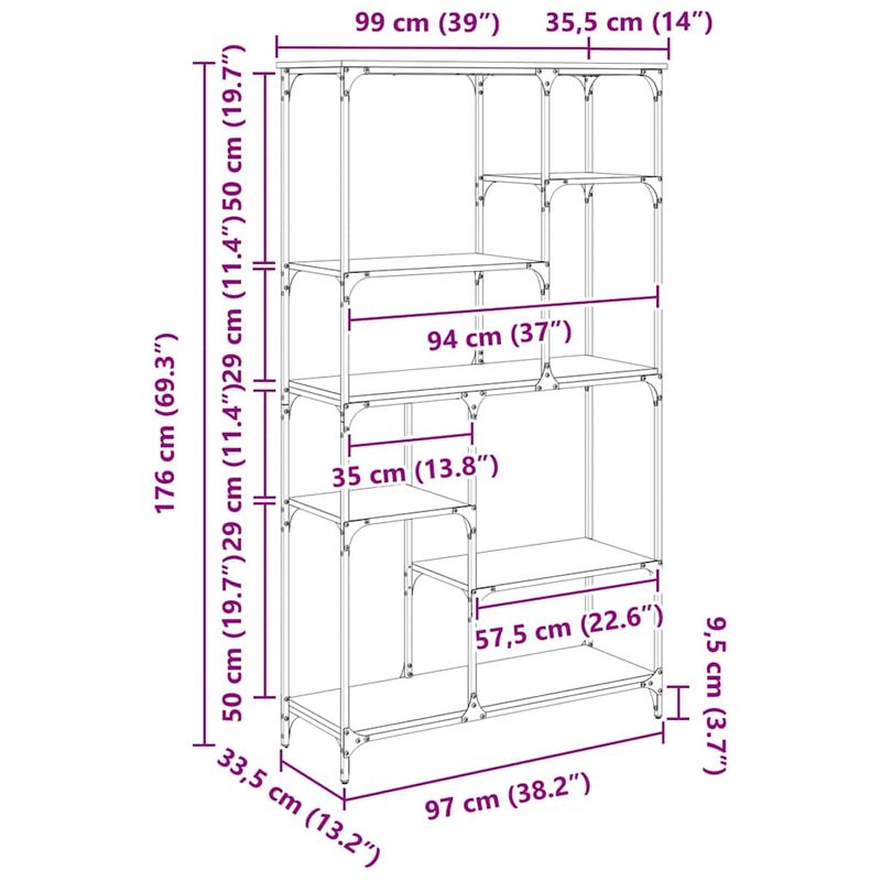 Casa si Gradina - Mobilier - Biblioteci si rafturi - Biblioteci - Raft pentru carti Stejar Artizanal 99 x 35,5 x 176 cm - Infinity.ro