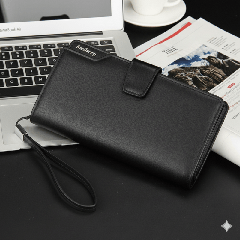 Fashion, accesorii si bijuterii - Barbati - Accesorii barbati - Portofele barbati - Portofel barbati multifunctional, clutch business, stil casual, fermoar lung Negru - Infinity.ro