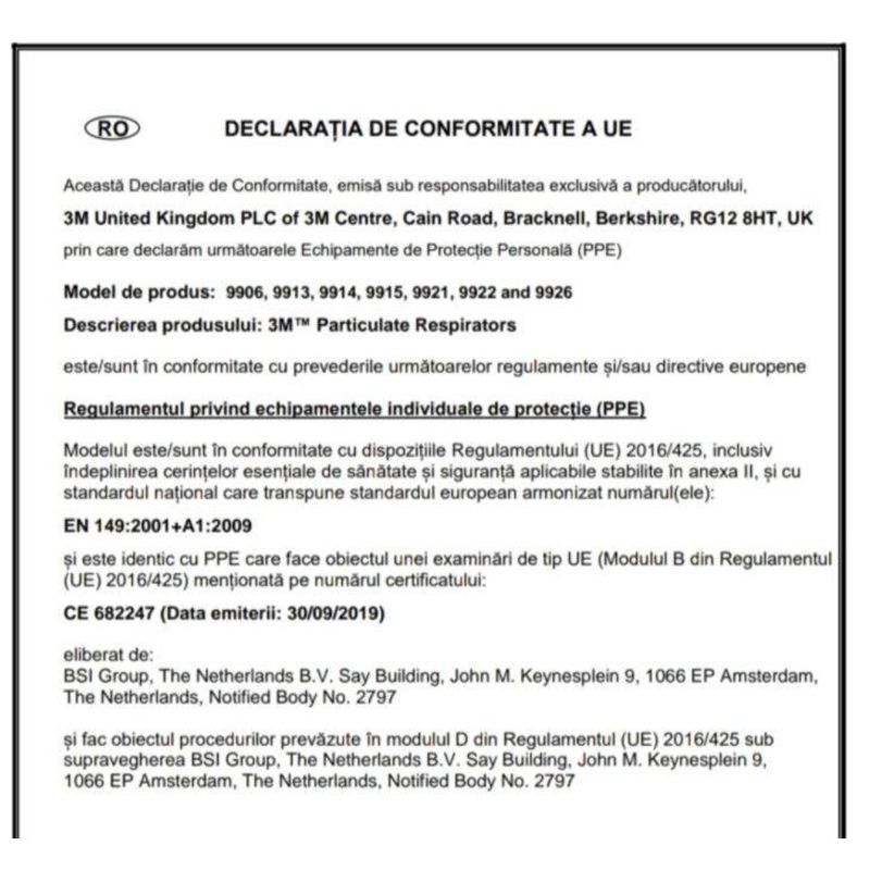 Casa si Gradina - Constructii - Echipamente de lucru - Accesorii echipamente protectia muncii - Semimasca de protectie FFP1 3M™ 9914 impotriva particulelor 1 - Infinity.ro