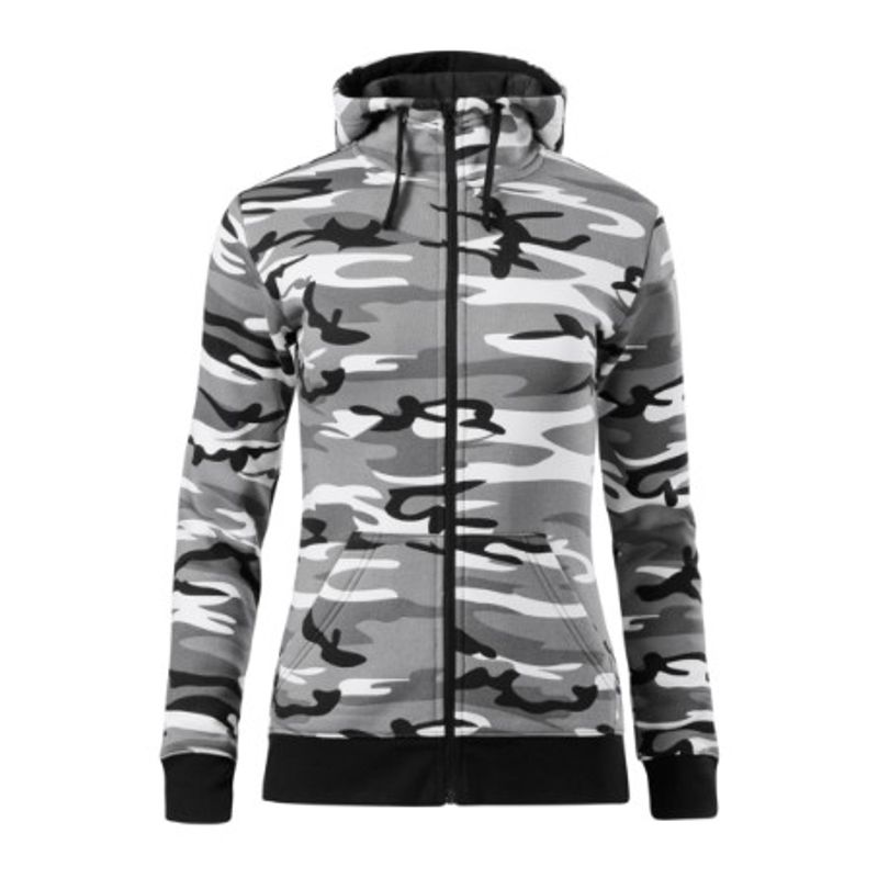 Fashion, accesorii si bijuterii - Femei - Imbracaminte femei - Hanorace femei - Hanorac pentru dama, Camo Zipper C20, Malfini Camuflaj GRI 2XL - Infinity.ro