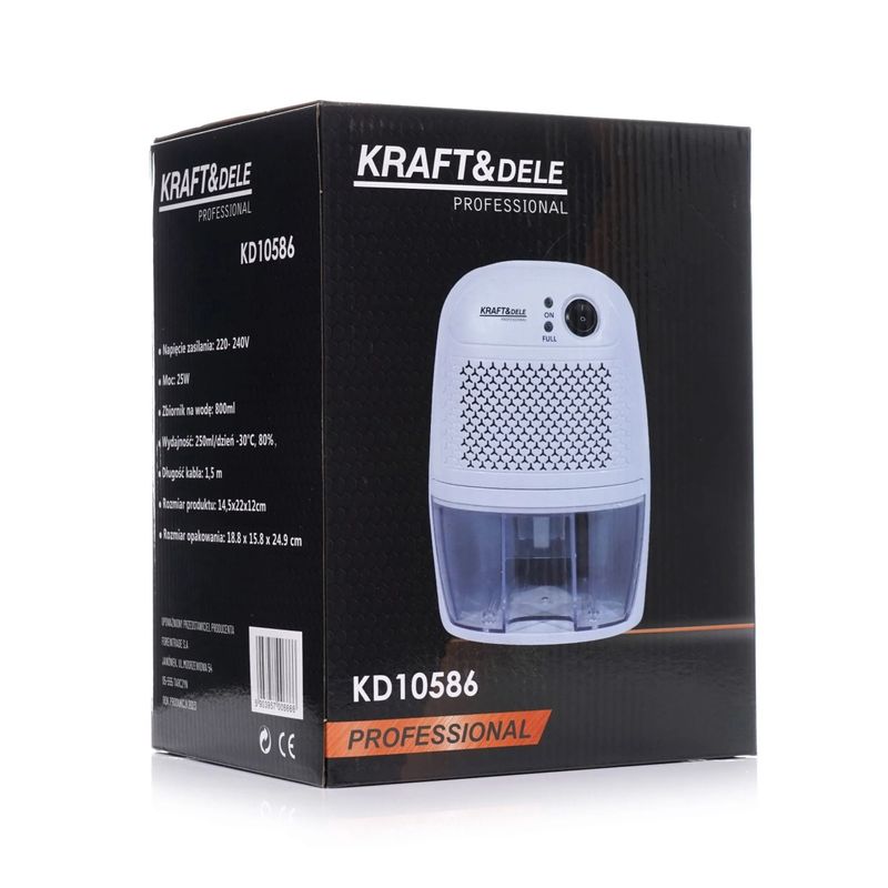 Electronice si Electrocasnice - Climatizare si sisteme de incalzire - Aparate filtrare aer - Dezumidificatoare - Dezumidificator 25W 230V 250ml/24h rezervor 800ml KD10586 - Infinity.ro