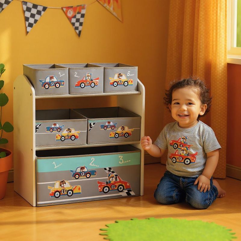 Casa si Gradina - Mobilier - Mobilier copii - Mobilier camera copiilor - Dulap depozitare jucarii U-Grow UGDJ02-CAR, Cars, rafturi si cutii, albastru - Infinity.ro