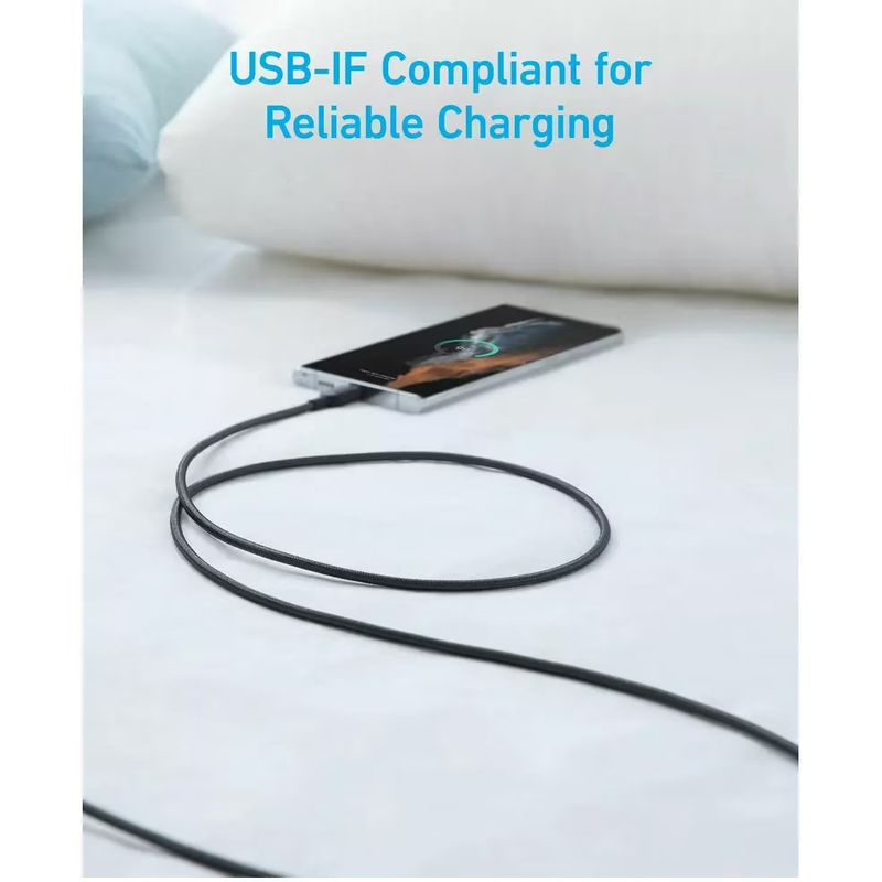 Laptop, Telefoane si Tablete - Telefoane mobile si accesorii - Accesorii Telefoane - Cabluri si adaptoare telefoane - Cablu Date/Alimentare Anker, USB-A/Type-C, 1.8m, 480 Mbps, Nylon, Negru, "A81H6G11" - Infinity.ro
