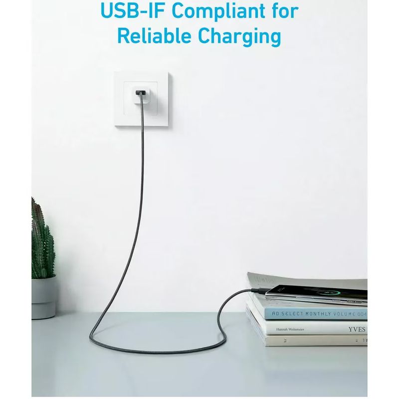 Laptop, Telefoane si Tablete - Telefoane mobile si accesorii - Accesorii Telefoane - Cabluri si adaptoare telefoane - Cablu Date/Alimentare Anker, USB-A/Type-C, 1.8m, 480 Mbps, Nylon, Negru, "A81H6G11" - Infinity.ro