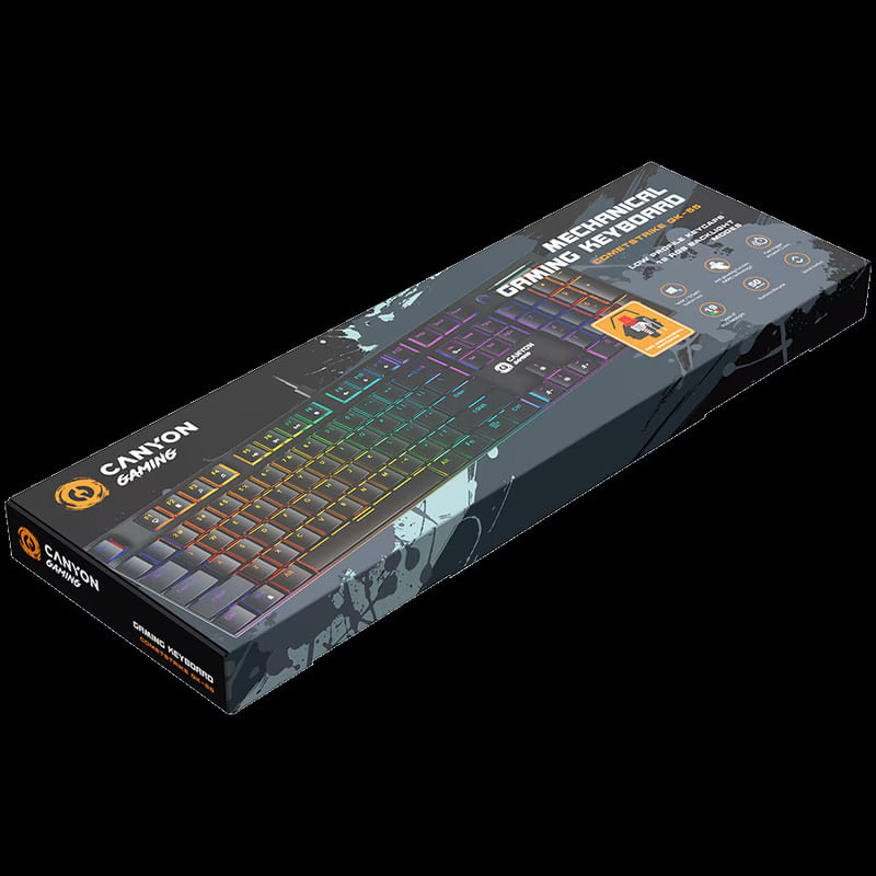 PC, gaming si accesorii - Periferice PC - Tastaturi - Tastatura gaming Canyon Cometstrike TKL GK-55, neagra, USB - Infinity.ro