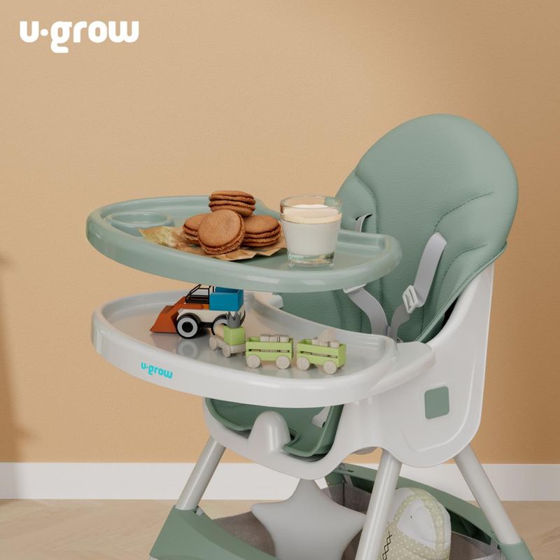 Jucarii, Copii si Bebe - Hrana si alaptare - Scaune de masa bebe - Scaun de masa 2 in 1 U-Grow UG-502-GRN, pliabil, husa detasabila, verde - Infinity.ro
