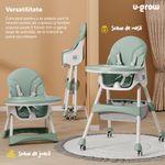 Jucarii, Copii si Bebe - Hrana si alaptare - Scaune de masa bebe - Scaun de masa 2 in 1 U-Grow UG-502-GRN, pliabil, husa detasabila, verde - Infinity.ro