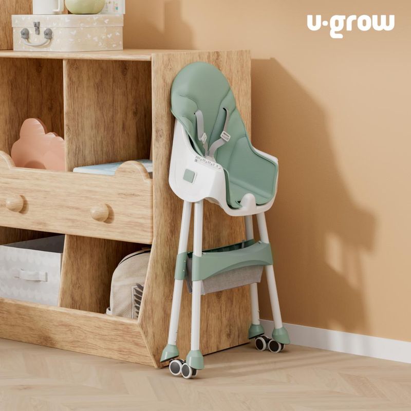 Jucarii, Copii si Bebe - Hrana si alaptare - Scaune de masa bebe - Scaun de masa 2 in 1 U-Grow UG-502-GRN, pliabil, husa detasabila, verde - Infinity.ro
