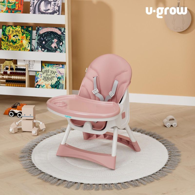 Jucarii, Copii si Bebe - Hrana si alaptare - Scaune de masa bebe - Scaun de masa 2 in 1 U-Grow UG-502-PK, pliabil, husa detasabila, roz - Infinity.ro
