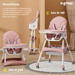 Jucarii, Copii si Bebe - Hrana si alaptare - Scaune de masa bebe - Scaun de masa 2 in 1 U-Grow UG-502-PK, pliabil, husa detasabila, roz - Infinity.ro