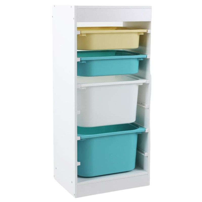 Casa si Gradina - Mobilier - Mobilier copii - Mobilier camera copiilor - Raft depozitare U-Grow UGRD114-CLR, 4 cosuri colorate, cadru lemn - Infinity.ro