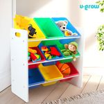 Casa si Gradina - Mobilier - Mobilier copii - Mobilier camera copiilor - Raft depozitare jucarii U-Grow UGRD115-MCLR, 9 cosuri multicolore, lemn - Infinity.ro