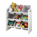 Casa si Gradina - Mobilier - Mobilier copii - Mobilier camera copiilor - Raft depozitare U-Grow UGRD115-CLR, 9 cosuri textile, cadru lemn, gri - Infinity.ro