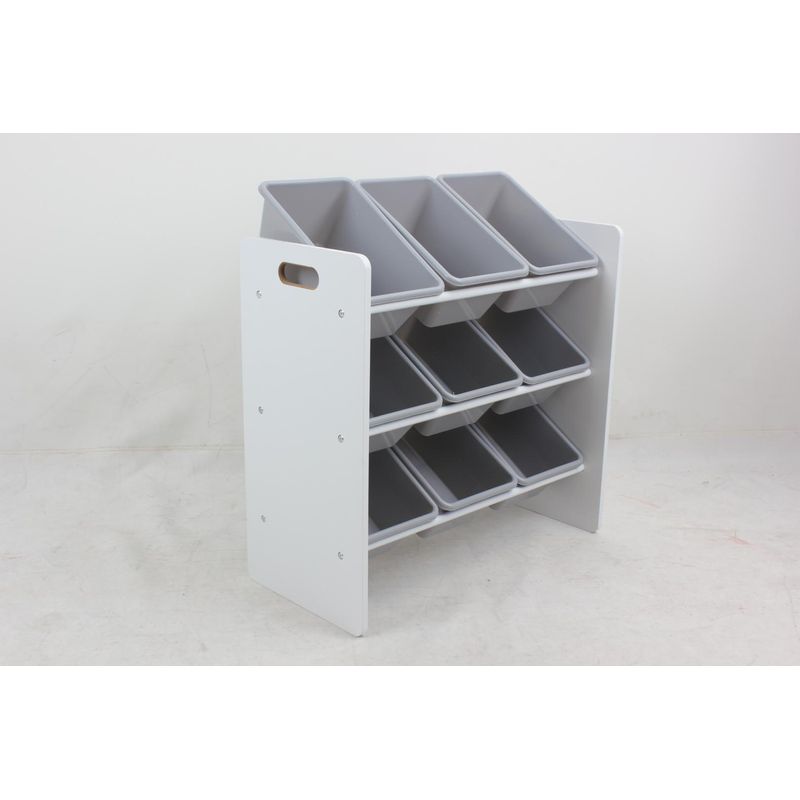 Casa si Gradina - Mobilier - Mobilier copii - Mobilier camera copiilor - Raft depozitare U-Grow UGRD115-CLR, 9 cosuri textile, cadru lemn, gri - Infinity.ro