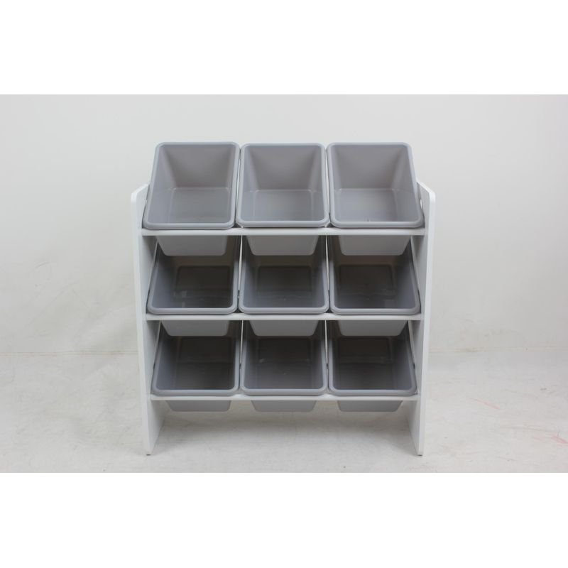 Casa si Gradina - Mobilier - Mobilier copii - Mobilier camera copiilor - Raft depozitare U-Grow UGRD115-CLR, 9 cosuri textile, cadru lemn, gri - Infinity.ro