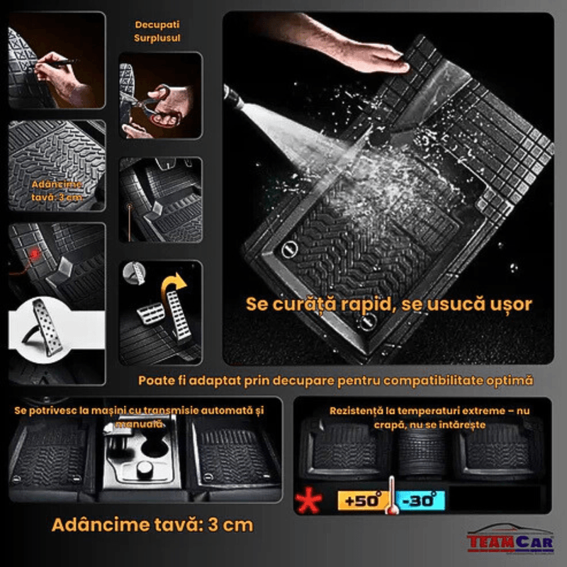 Auto si Moto - Intretinere auto - Covorase auto - Covorase Universale Tip Tavita TEAMCAR® Audi A4 B6 Variant (2000–2004), Set 5 Bucati, Negru - Infinity.ro