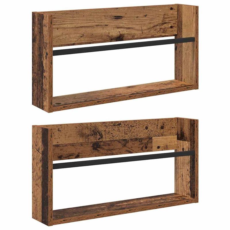 Casa si Gradina - Mobilier - Biblioteci si rafturi - Rafturi - Raft pentru reviste cu raft 2 pcs Lemn vechi 60 x 12 x 30 cm - Infinity.ro
