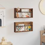 Casa si Gradina - Mobilier - Biblioteci si rafturi - Rafturi - Raft pentru reviste cu raft 2 pcs Lemn vechi 60 x 12 x 30 cm - Infinity.ro