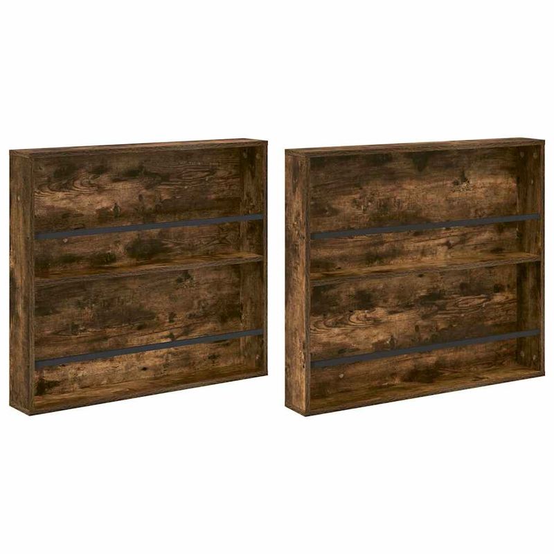 Casa si Gradina - Mobilier - Biblioteci si rafturi - Rafturi - Raft pentru reviste 2 pcs Stejar fumuriu 80 x 12 x 70 cm - Infinity.ro