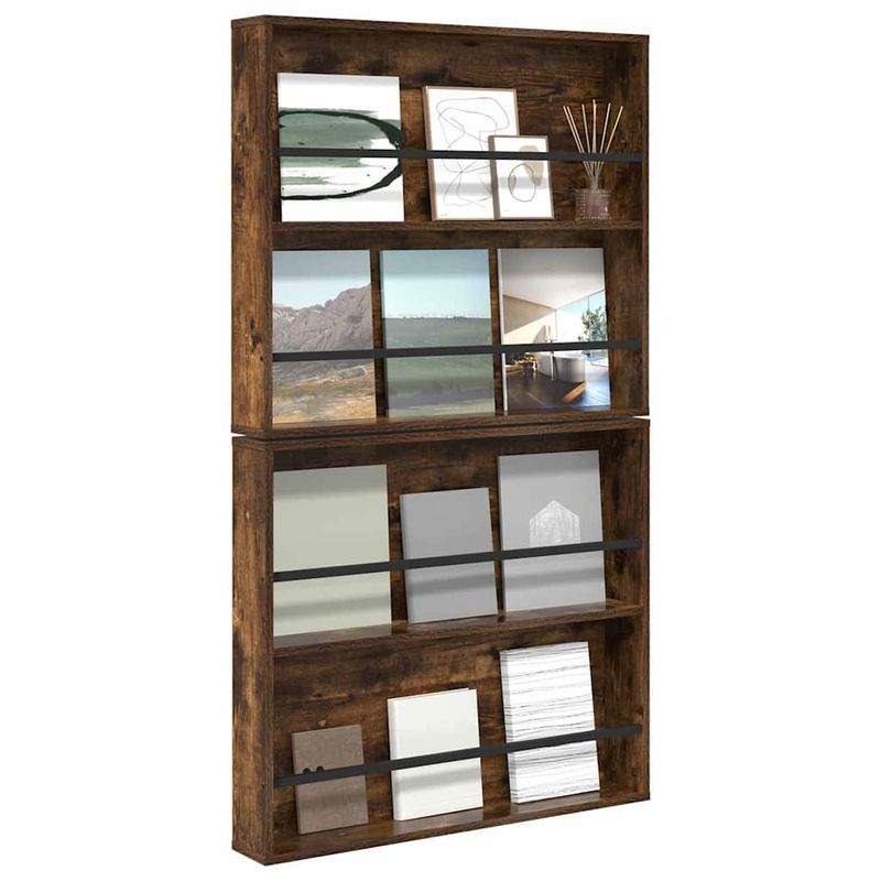 Casa si Gradina - Mobilier - Biblioteci si rafturi - Rafturi - Raft pentru reviste 2 pcs Stejar fumuriu 80 x 12 x 70 cm - Infinity.ro