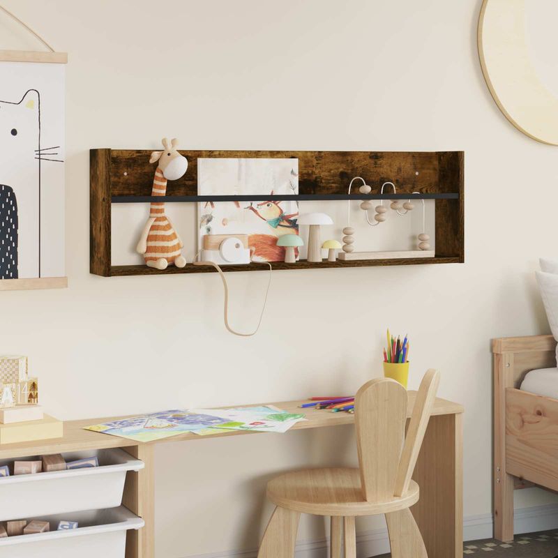 Casa si Gradina - Mobilier - Biblioteci si rafturi - Rafturi - Raft pentru reviste cu raft Stejar fumuriu 100 x 12 x 30 cm - Infinity.ro