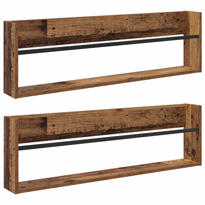Casa si Gradina - Mobilier - Biblioteci si rafturi - Rafturi - Raft pentru reviste cu raft 2 pcs Lemn vechi 100 x 12 x 30 cm - Infinity.ro