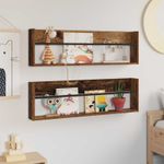 Casa si Gradina - Mobilier - Biblioteci si rafturi - Rafturi - Raft pentru reviste cu raft 2 pcs Lemn vechi 100 x 12 x 30 cm - Infinity.ro