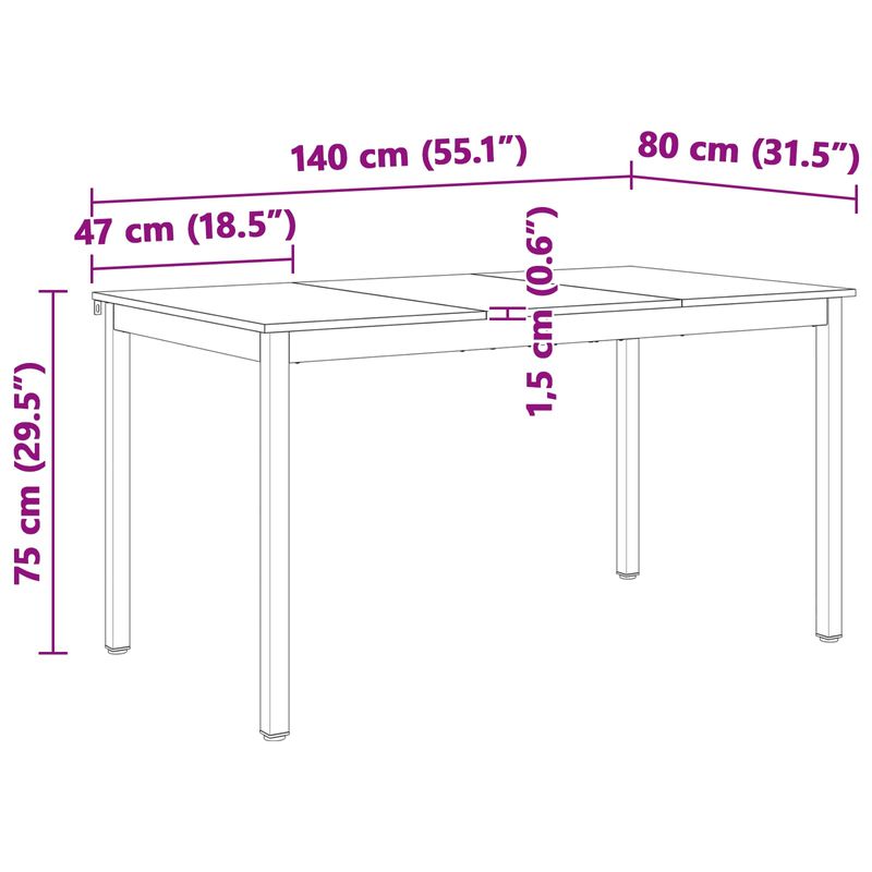 Casa si Gradina - Mobilier - Mese si birouri - Mese bucatarie si dining - Masa de dining natural 140 x 80 x 75 cm Lemn de pin masiv - Infinity.ro