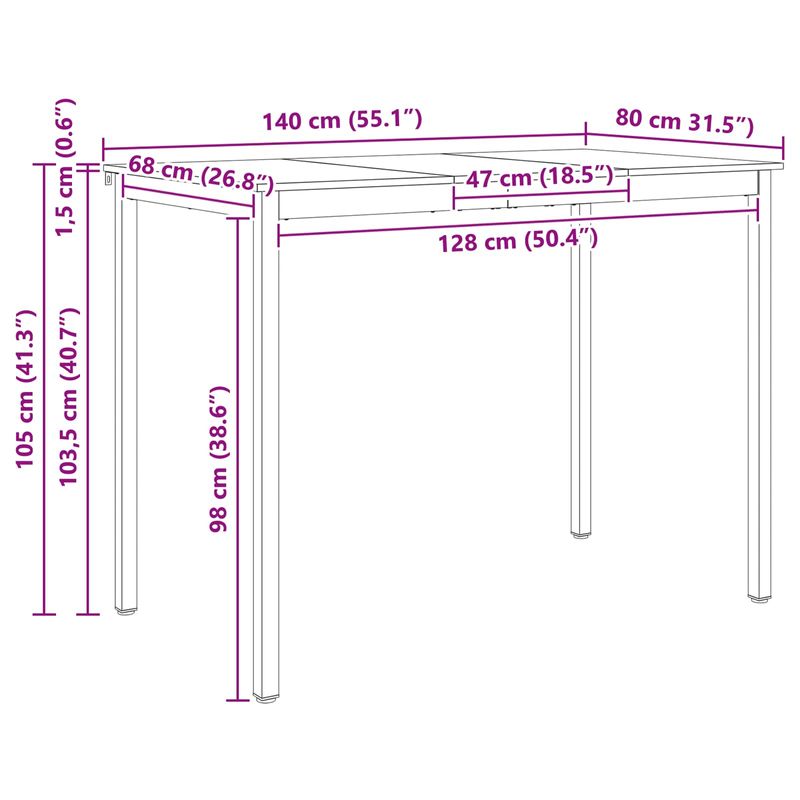 Casa si Gradina - Mobilier - Mese si birouri - Mese bucatarie si dining - Masa de bar natural 110 x 55 x 105 cm Lemn de pin masiv - Infinity.ro