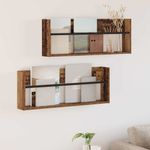 Casa si Gradina - Mobilier - Biblioteci si rafturi - Rafturi - Raft pentru reviste cu raft 2 pcs Lemn vechi 80 x 12 x 30 cm - Infinity.ro