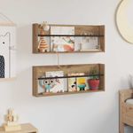Casa si Gradina - Mobilier - Biblioteci si rafturi - Rafturi - Raft pentru reviste 2 pcs Stejar Artizanal 80 x 12 x 30 cm - Infinity.ro