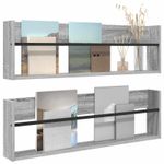 Casa si Gradina - Mobilier - Biblioteci si rafturi - Rafturi - Raft pentru reviste cu raft 2 pcs Gri Sonoma 100 x 12 x 30 cm - Infinity.ro