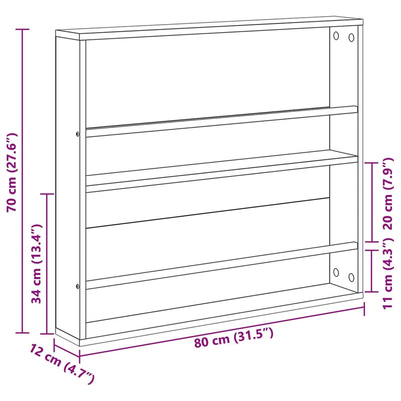 Casa si Gradina - Mobilier - Biblioteci si rafturi - Rafturi - Raft pentru reviste Gri Sonoma 80 x 12 x 70 cm Lemn compozit - Infinity.ro