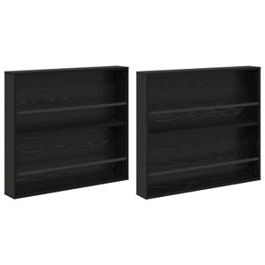 Raft pentru reviste cu raft 2 pcs Stejar Negru 80 x 12 x 70 cm