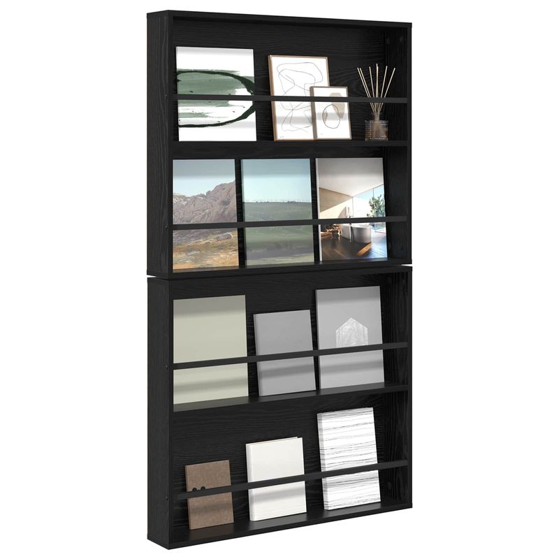 Casa si Gradina - Mobilier - Biblioteci si rafturi - Rafturi - Raft pentru reviste cu raft 2 pcs Stejar Negru 80 x 12 x 70 cm - Infinity.ro